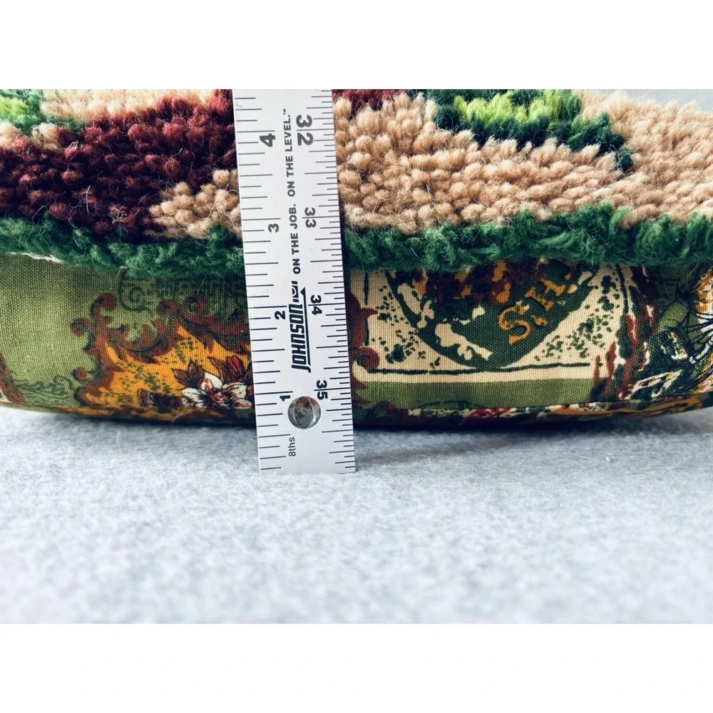 Vintage Handmade Latch Hook Bird Robin Decorative‎ Throw Pillow Knit